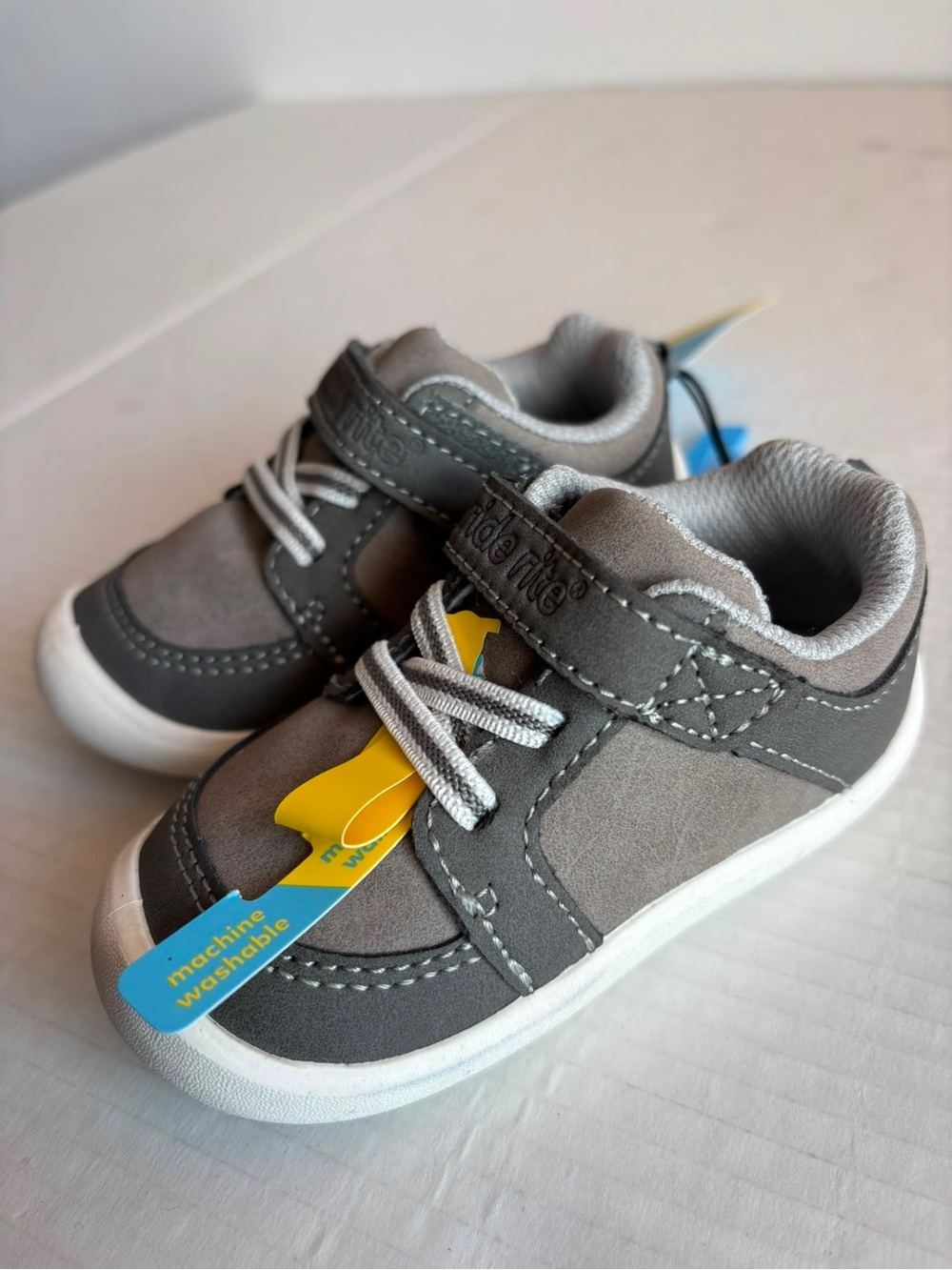 Kids Grey Athletic Sneakers with Hook-and-Loop Closure